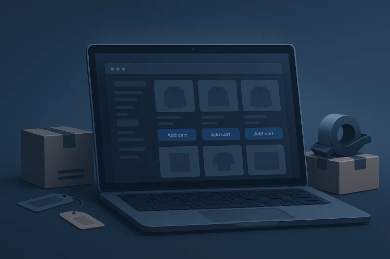 Ecommerce storefront grid with product tiles and pricing.